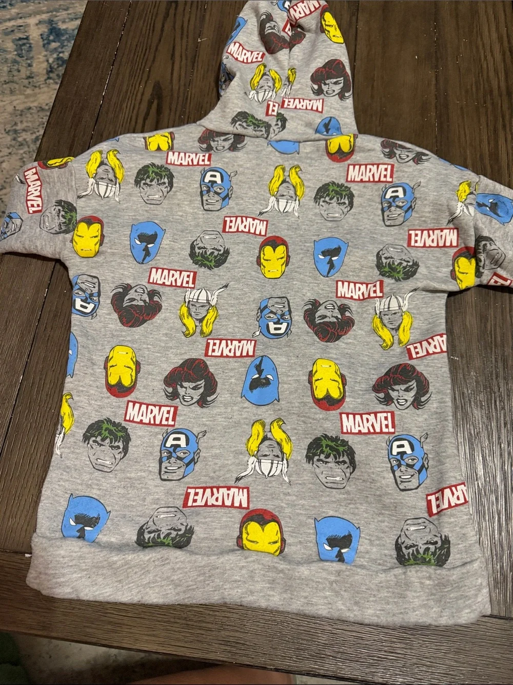 Marvel Grey Hoodie with Yellow, Blue, Red and Green Character Faces - Picture 3 of 5